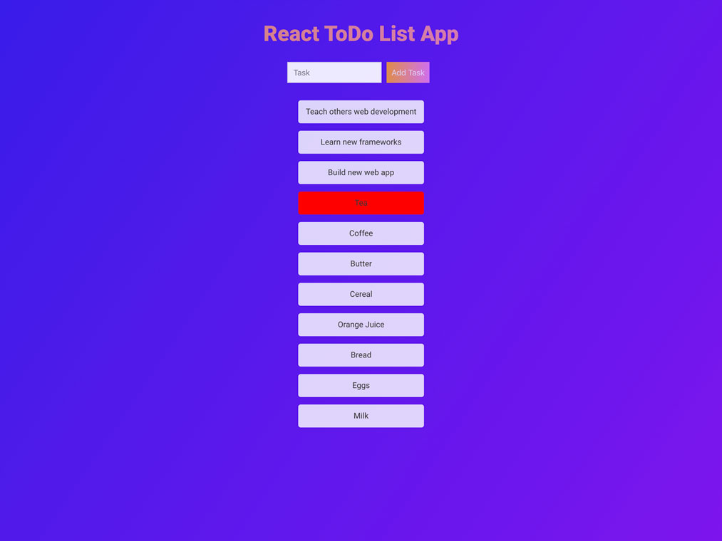React To-Do List Web App